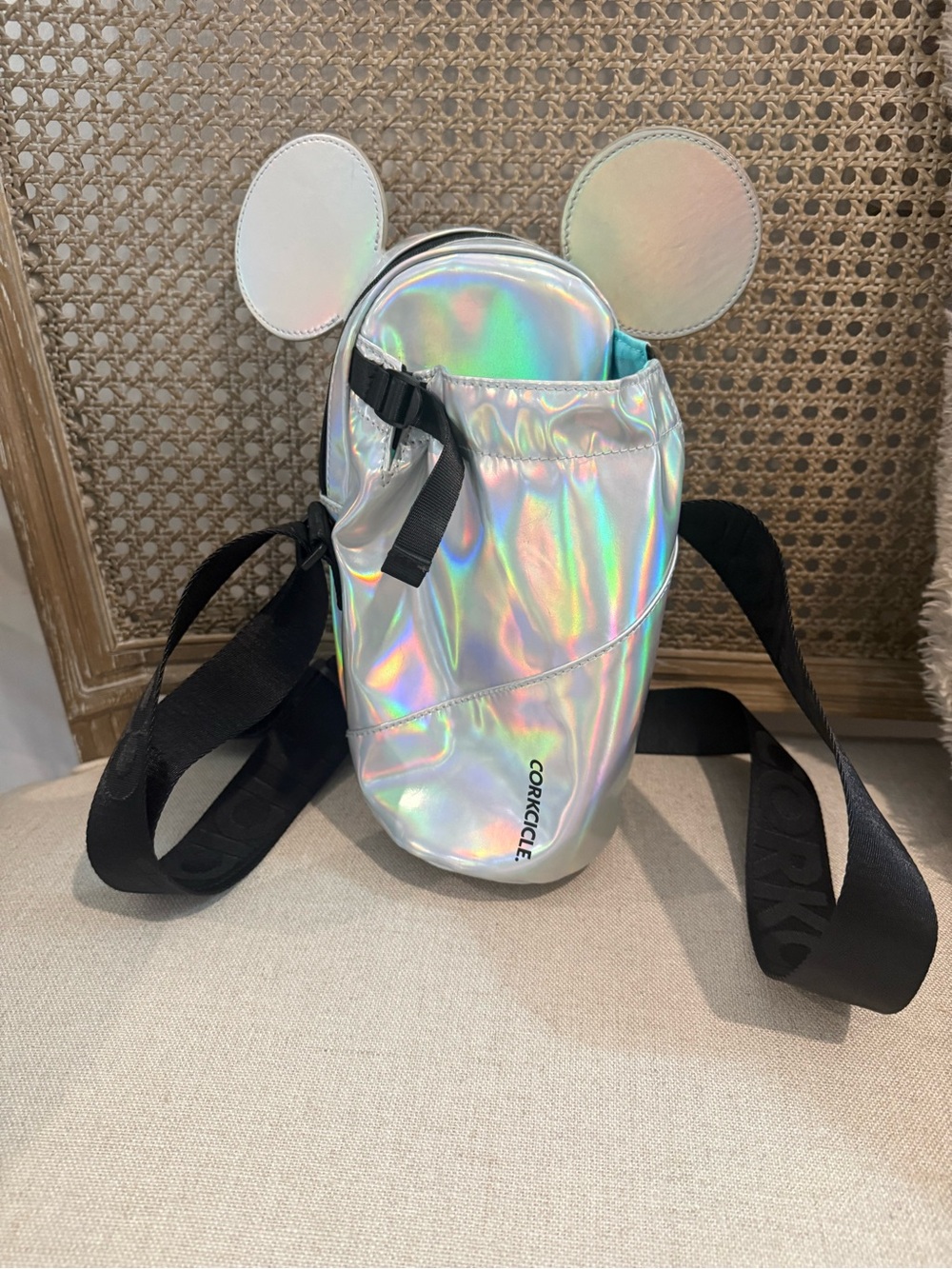 Corkcicle Iridescent Holographic Mini Backpack with Ear Accents